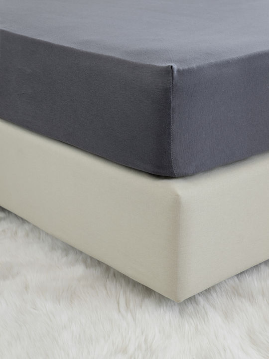 Nima Tender Σεντόνι Υπέρδιπλο με Λάστιχο 160x200+40εκ. Dark Gray