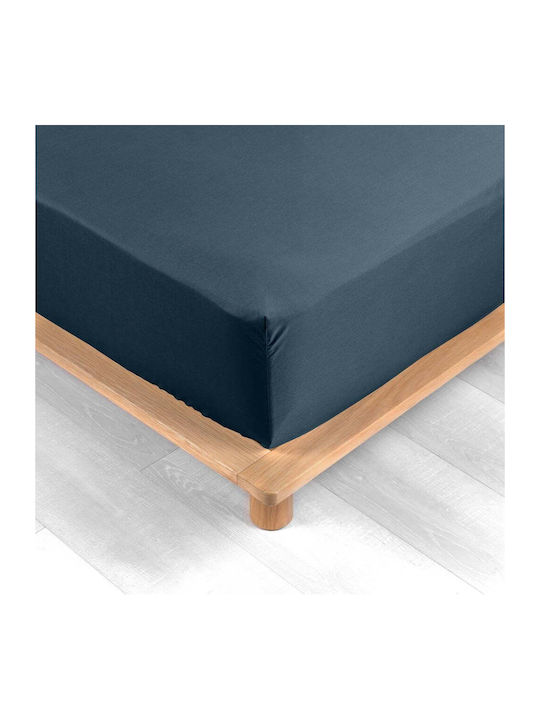 Douceur d'Intérieur Sheet Super-Double with Elastic 160x200cm. Night Blue
