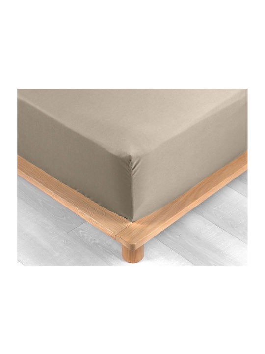 Douceur d'Intérieur Σεντόνι Υπέρδιπλο με Λάστιχο 160x200εκ. Sand
