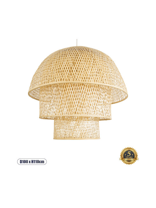 GloboStar Hiroka Ceiling Light Beige Boho Grid with E27 Socket 100x100x110cm