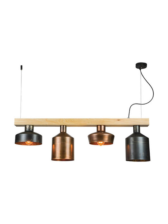 Zambelis Lights Pendant Light Copper Rail for 4 Bulbs E27 115x115cm