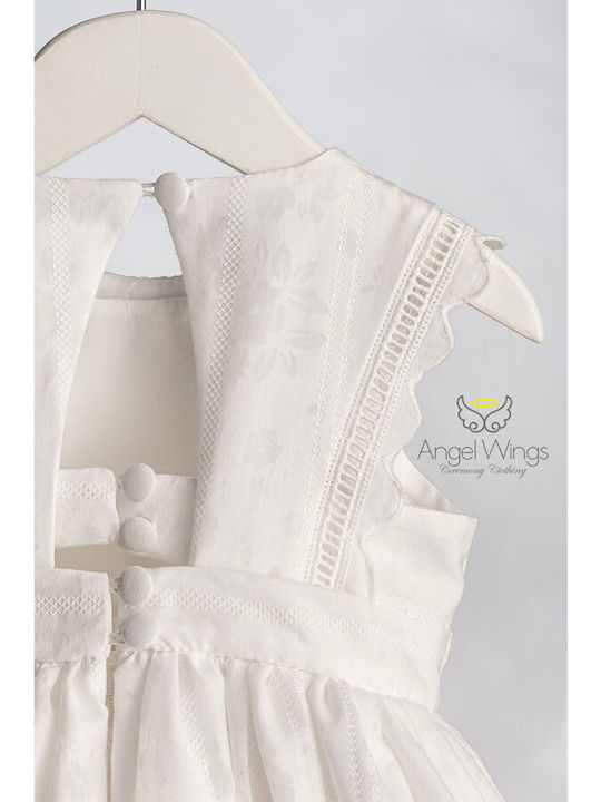 Angel Wings Λευκό Φόρεμα Βάπτισης