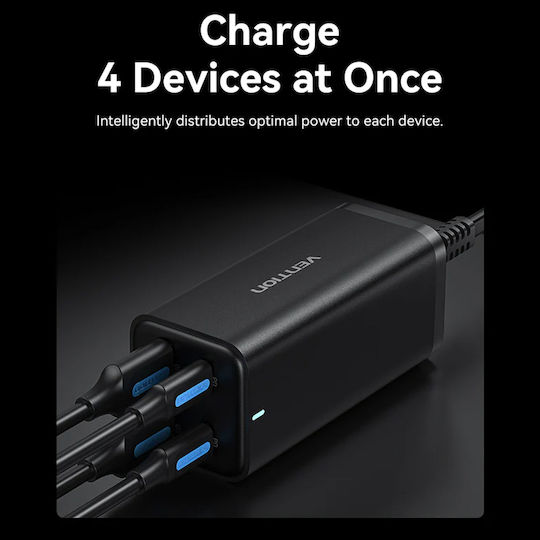 Vention Charging Stand with 2 USB-A Ports and 2 USB-C Ports 100W Power Delivery / Quick Charge 3.0 in White color (FBSWG-EU)