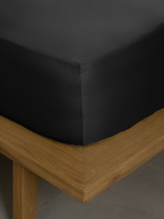 Sunshine Sheet King Size with Elastic 180x200+40cm. Omnia Black