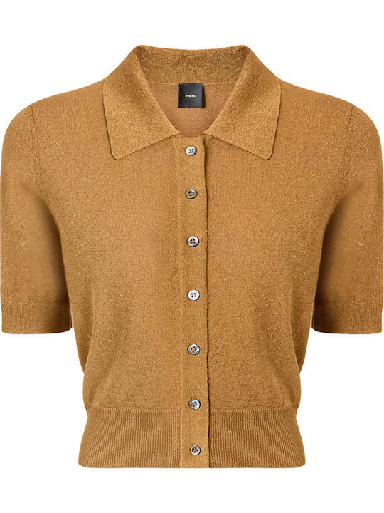 Kurze Damen Gestrickte Strickjacke Braun