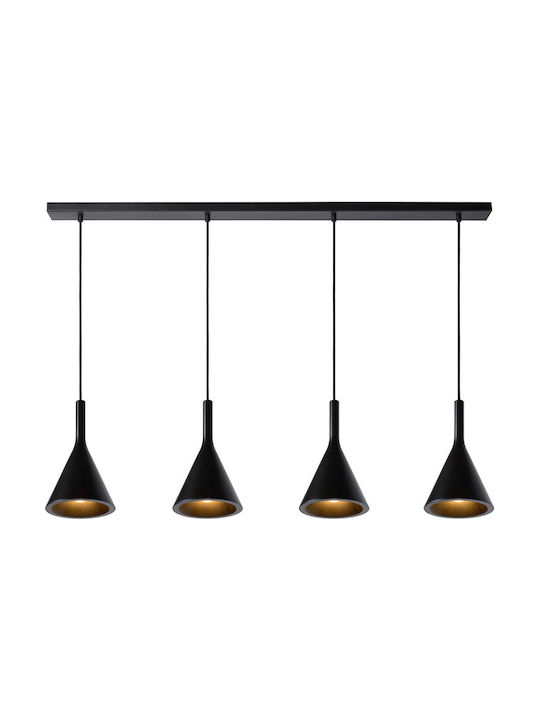 Lucide Lightning Gipsy Pendant Light Black Rail for 4 Bulbs E27 120cm