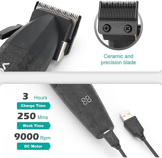 Professional Rechargeable Hair Clipper Kit Black GET-VGR-V-640-S2 2pcs