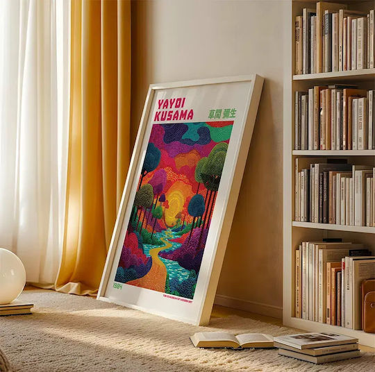 Poster Yayoi Kusama River Sunset Art334 21cm X 30cm White Frame Pvc