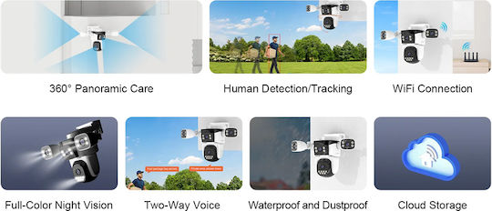 Vstarcam CS621FR IP Quad Überwachungskamera Wi-Fi Full HD 1080p Wasserfest mit Zwei-Wege-Kommunikation und Objektivgröße 4mm
