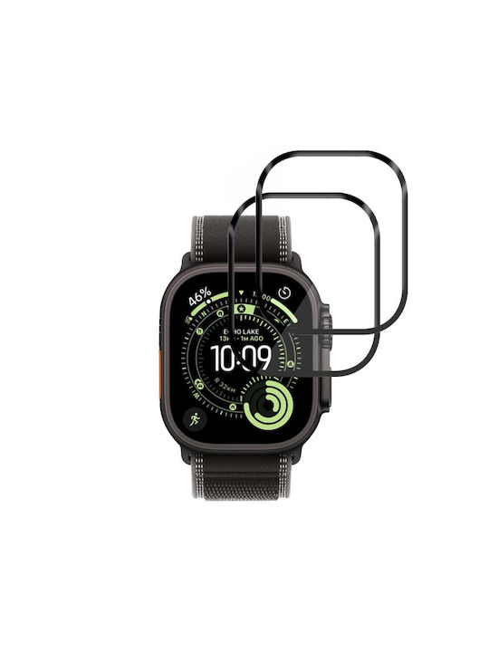 Pack 2 Screen Protector Apple Watch Ultra Ultra 2 Ultra 3 Scratch Protection Set Sticker Nano Flex Black