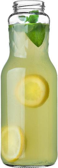 Glass Juice Bottle 1l + White Cap Fi53 1 Pc