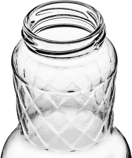 Glass Juice Bottle 1l + White Cap Fi53 1 Pc