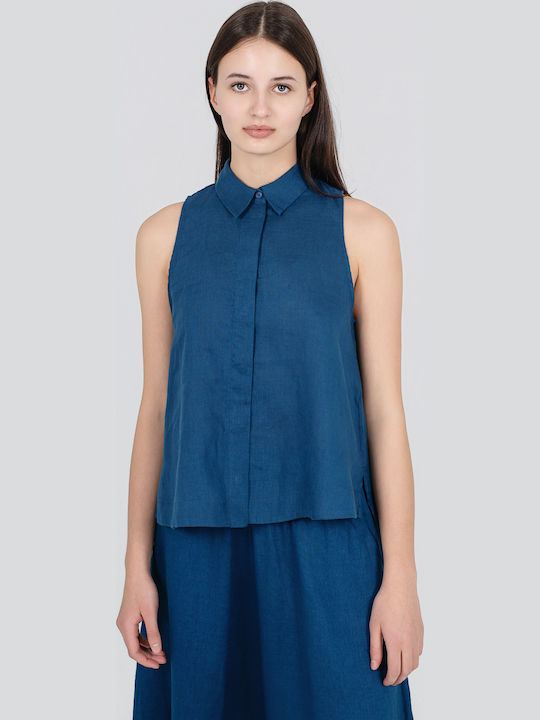 Damen Zip-Culottes mit Gummiband in Lose Passform Blau