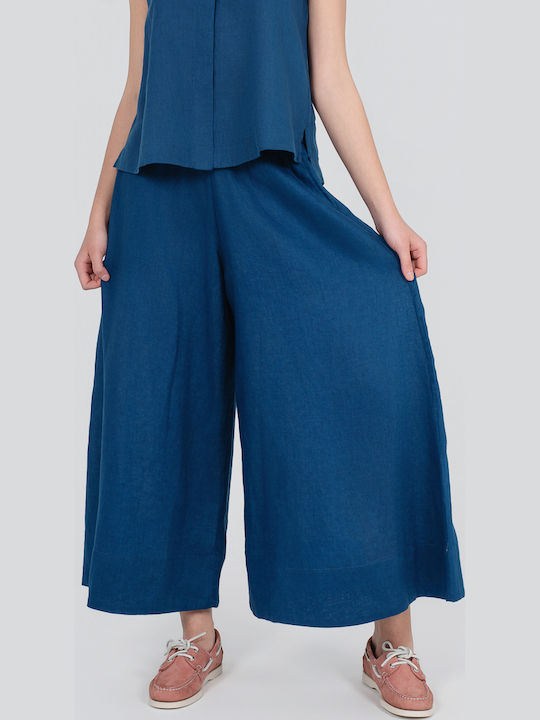 Damen Zip-Culottes mit Gummiband in Lose Passform Blau