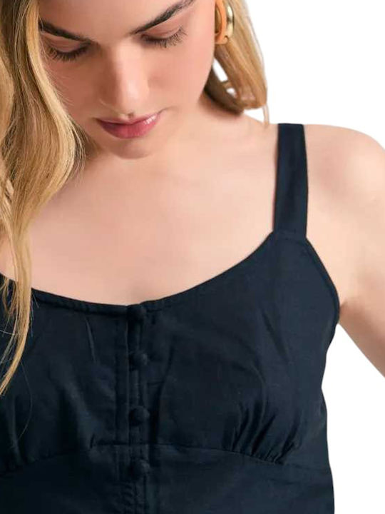 Women's Summer Crop Top Linen Black