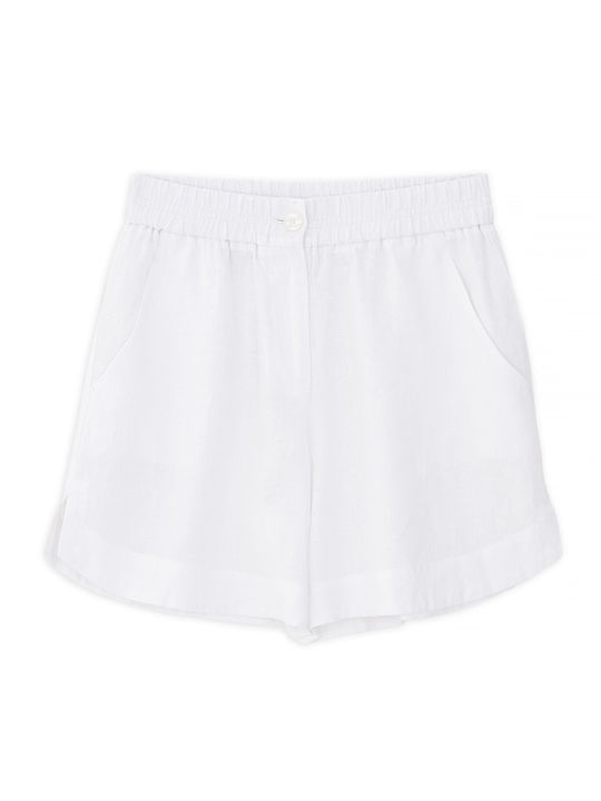 Pantaloni Scurți Din In Crem Pentru Femei