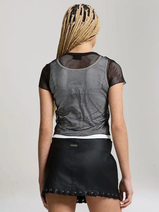 Women's T-shirt with Mesh Black
