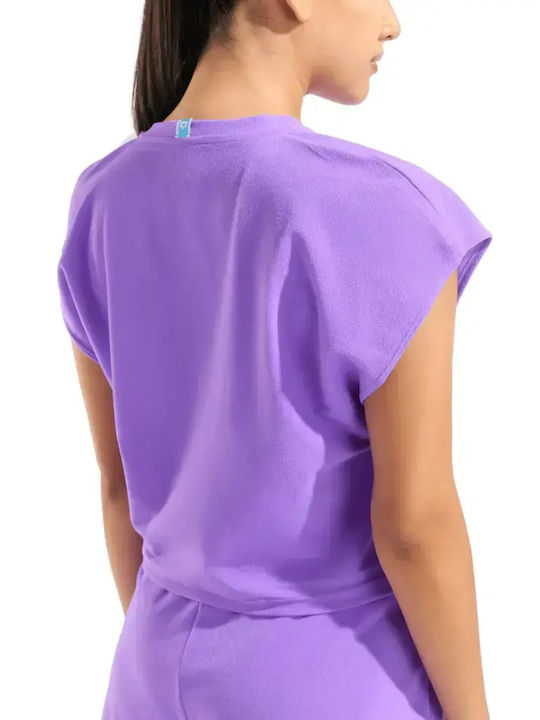 Γυναικείο Αθλητικό Crop T-shirt Λιλά