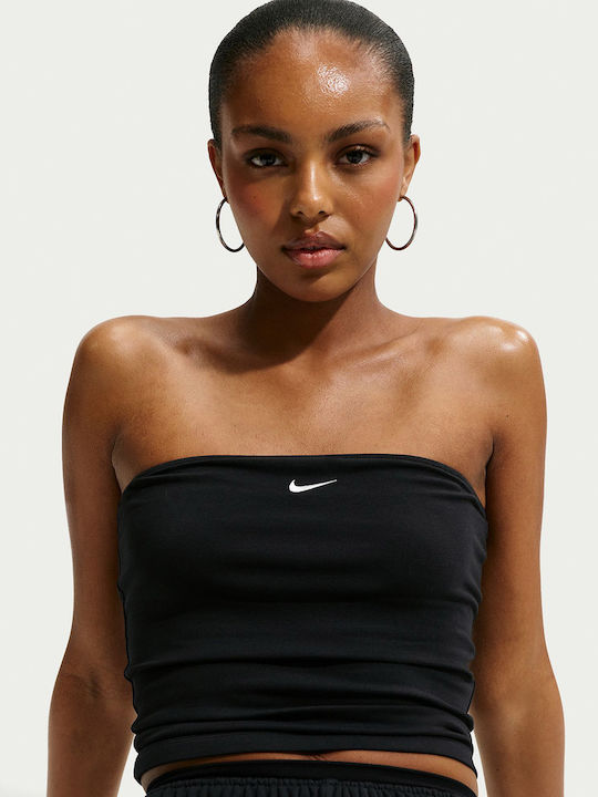 Sportswear Γυναικεία Μπλούζα Βαμβακερή Strapless Μαύρο