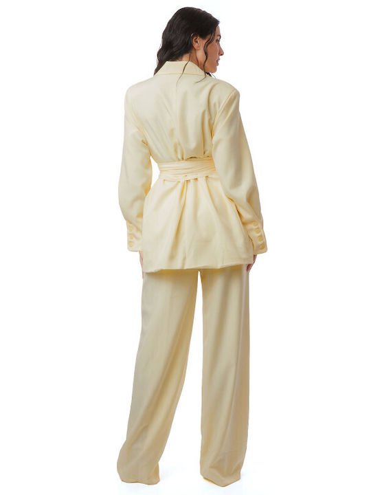 Yellow Set Wide-Leg Trousers Jacket