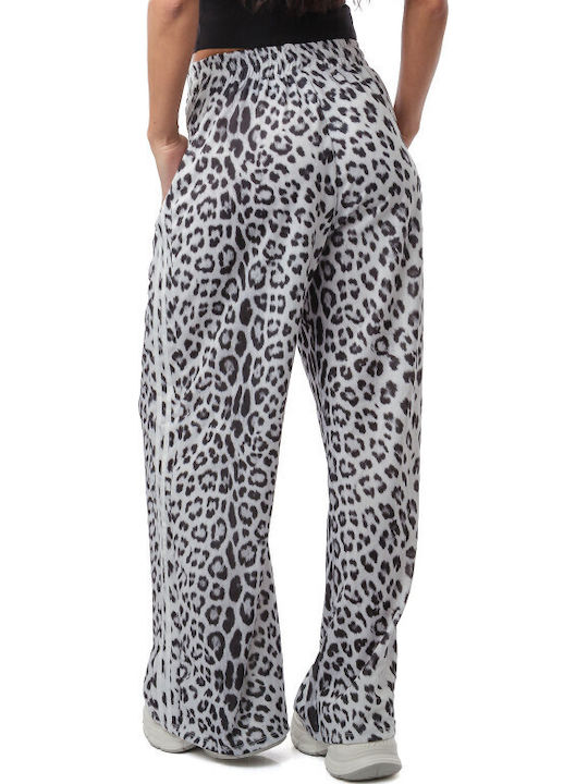 Pantaloni Largi Albi Animal Print Dungi
