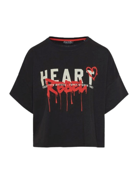 Γυναικείο Crop T-shirt Μαύρο
