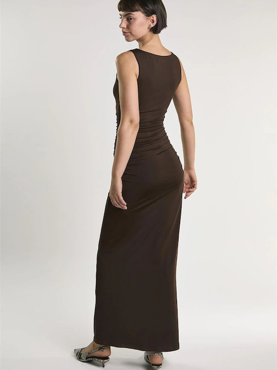 Summer Maxi Evening Dress Brown