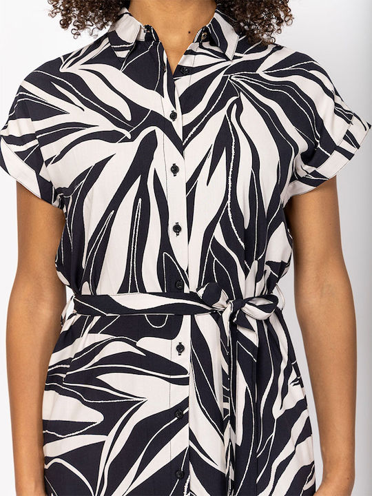 Sommer Midi Hemdkleid Schwarz