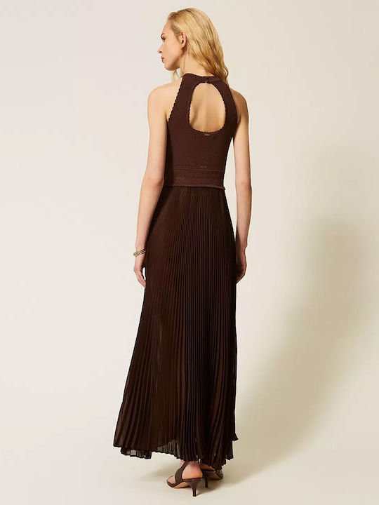 Summer Maxi Dress for Wedding and Christening Open Back Brown