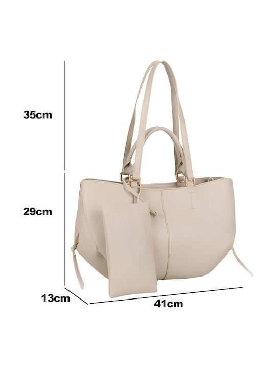 Gallantry Tote Bag Women Matching Pouch Drawstring Beige