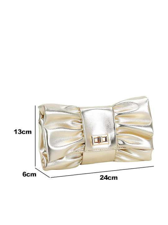 Gallantry Metallic Evening Clutch Women Bow Design Rotating Clasp Gold