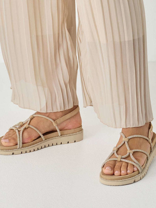 Leather Women's Sandals Beige