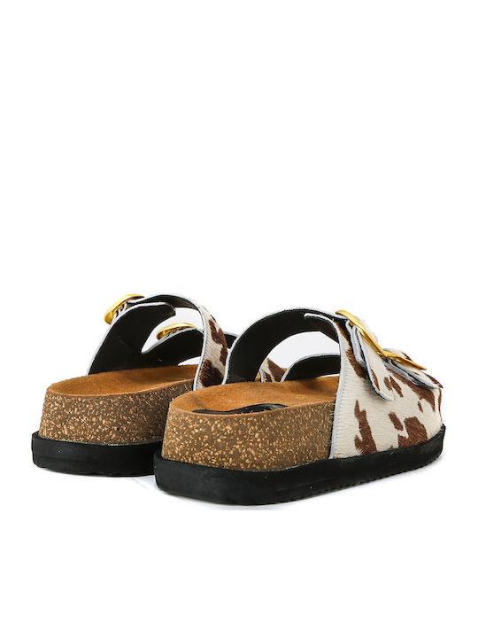 Leather Women's Flat Sandals Flatforms White