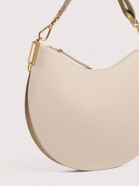 Beige Leather Women's Shoulder Bag