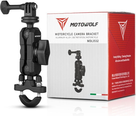 Motowolf Mdl3532 Βάση Καθρέπτη Action Camera Μαύρο