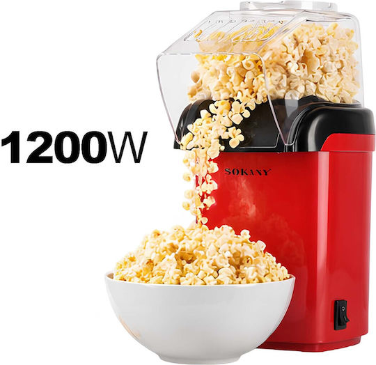 Sokany 1200W Popcornmaschine Schnelle Zubereitung Kochen Schwarz Rot