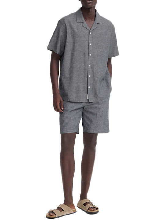 Short Sleeve Linen Shirt in Regular Fit Grey
