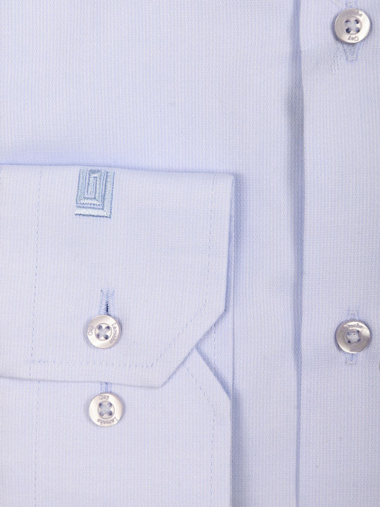 Long Sleeve Cotton Shirt in Regular Fit Light Blue