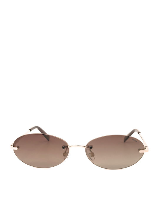 Invu Unisex Sunglasses With Gold Metallic Frame And Gold Polarized Lens