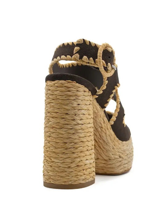 Suede Damen Sandalen Braun