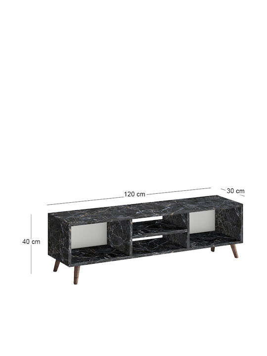 TV Stand Loren Black Marble Effect L120xD30xH40cm