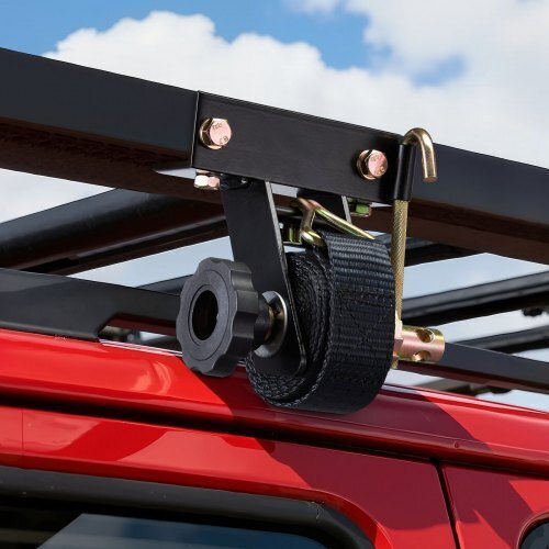 Vevor Ladder Rack Ratchet Straps Black Square Tube Mount 38 Mm Wide X 2.25 M Long Black Ladder Rack Straps Double J-hooks 226.8 Kg Load Heavy Duty Cargo Buckle Lock Strap 2 Pack