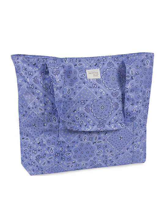 Walking Mum Fabric Beach Bag Light Blue