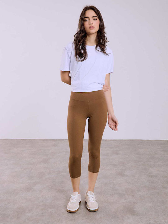 Celestino Дамски Клин Капри Slim Fit Кафяв