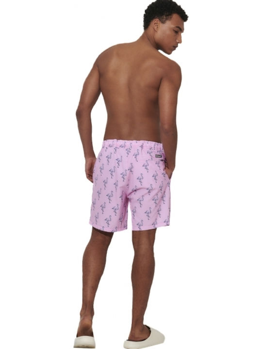 Men's Swimwear Shorts Pink with Patterns