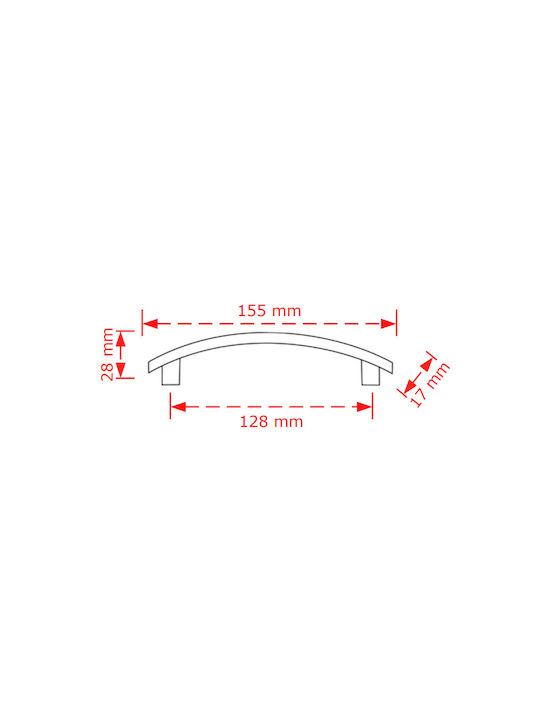 Viobrass Möbelgriff aus Metall Nickel 163mm Lochabstände 80mm 131/128