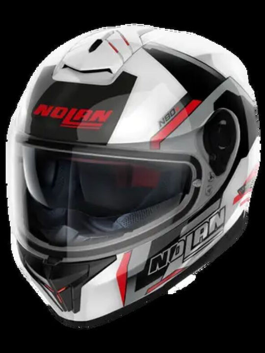 Nolan N80-8 Black/White/Red 74 Motorcycle Helmet Full Face ECE 22.06 1520gr with Pinlock and Sunvisor