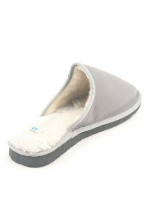 Leder Herren Hausschuhe Grau