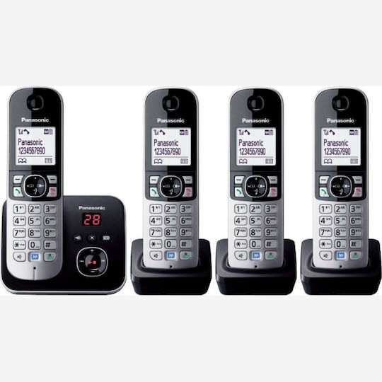 Panasonic KX-TG6824 Ασύρματο Τηλέφωνο Quad Μαύρο