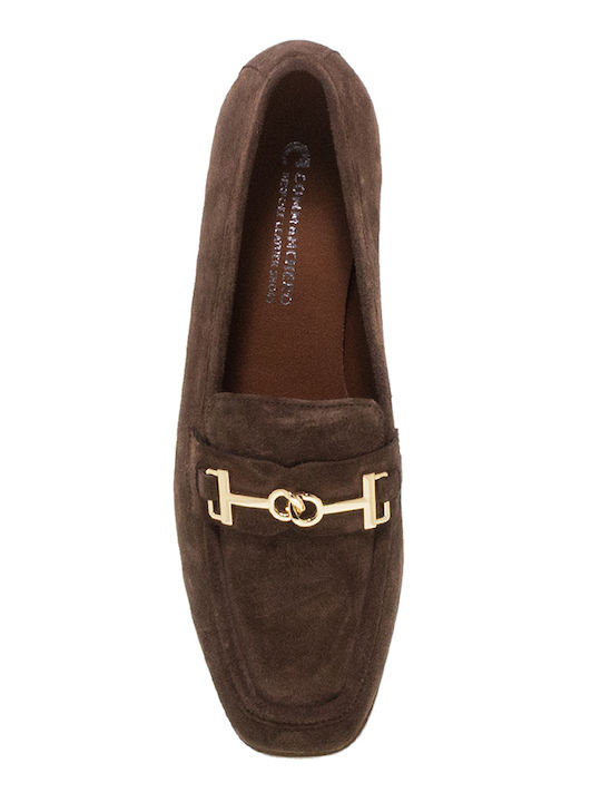 Leather Women's Loafers in Brown Colour